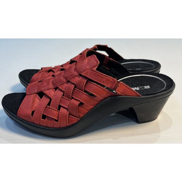 ROMIKA Womens 38 RED LEATHER SLIDE SANDAL Mule Strappy US 7 - Picture 2 of 8